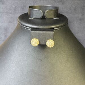 286. Roman Gold Tone Rhinestone Dome Stud Pierced‎ Earrings